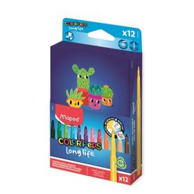   Filctoll készlet, 3,7 mm, kimosható, dobozos, MAPED „Color'Peps Long Life 2”, 12 különböző szín (IMA844006)