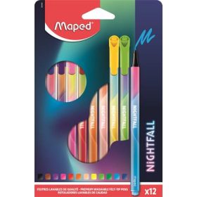  Filctoll készlet, 2,5 mm, kimosható, MAPED Nightfall, 12 különböző szín (IMA844400)