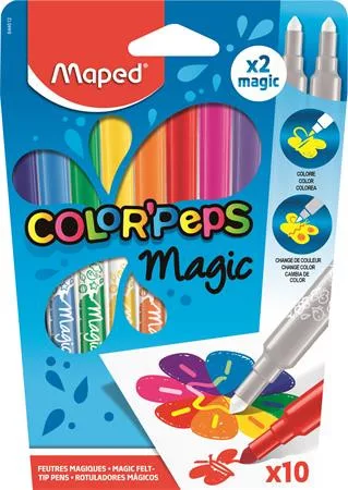 Filctoll készlet, 3,6 mm, MAPED Color'Peps Magic, 8+2 különböző szín (IMA844612)