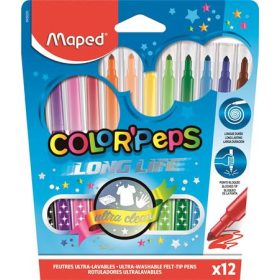   Filctoll készlet, 1-3,6 mm, kimosható, MAPED Color'Peps Long Life, 12 különböző szín (IMA845020)