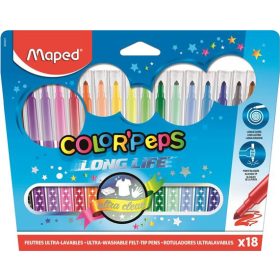   Filctoll készlet, mosható, MAPED Color'Peps Long Life, 18 különböző szín (IMA845021)