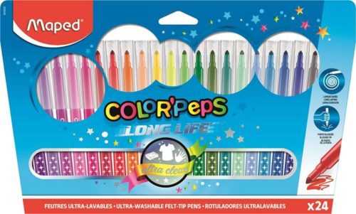 Filctoll készlet, mosható, MAPED Color'Peps Long Life, 24 különböző szín (IMA845022)
