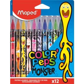   Filctoll készlet, 2,8 mm, kimosható, MAPED Color'Peps Monster 12 különböző szín (IMA845400)