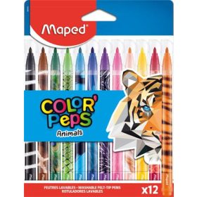   Filctoll készlet, 2,8 mm, kimosható, MAPED Color'Peps Animals, 12 különböző szín (IMA845403)