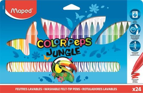 Filctoll készlet, 2,8 mm, kimosható, MAPED Color'Peps Jungle, 24 különböző szín (IMA845422)