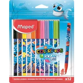   Filctoll készlet, 2 mm, kimosható, MAPED Color'Peps Ocean Life, 12 különböző szín (IMA845701)
