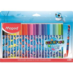   Filctoll készlet, 2 mm, kimosható, MAPED Color'Peps Ocean Life, 24 különböző szín (IMA845703)