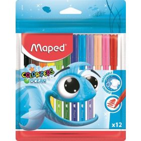   Filctoll készlet, 2 mm, kimosható, MAPED Color'Peps Ocean, 12 különböző szín (IMA845720)