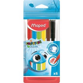   Filctoll készlet, 2 mm, kimosható, MAPED Color'Peps Ocean, 6 különböző szín (IMA845723)