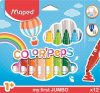 Filctoll készlet, 1-5 mm, kimosható, vastag, MAPED Color'Peps Jumbo, 12 különböző szín (IMA846020)
