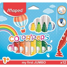   Filctoll készlet, 1-5 mm, kimosható, vastag, MAPED Color'Peps Jumbo, 12 különböző szín (IMA846020)