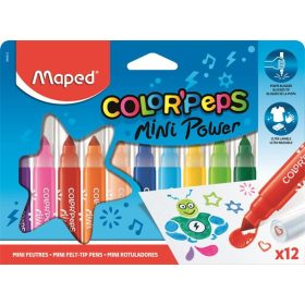  Filctoll készlet, 6,5 mm, kimosható, MAPED Color'Peps Mini Power, 12 különböző szín (IMA846612)