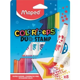   Filctoll készlet, 7,5 mm, kétvégű, MAPED Color'Peps Duo Stamp 8 különböző szín és minta (IMA846808)
