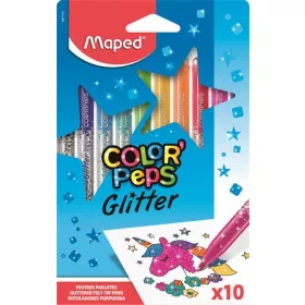   Filctoll készlet, 2,8 mm, csillámos, MAPED Color'Peps Glitter, 10 különböző szín (IMA847110)