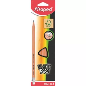   Grafitceruza radírral, HB, FSC 100 százalék , háromszögletű, MAPED Black'Peps (IMA851711)
