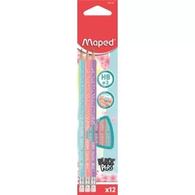   Grafitceruza radírral, HB, háromszögletű, MAPED Black'Peps Pastel, vegyes pasztell színek (IMA851730)