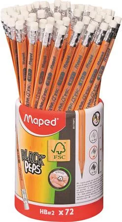 Grafitceruza radírral, ceruzatartó, HB, háromszögletű, MAPED Black'Peps (IMA851759)