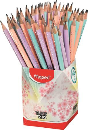 Grafitceruza radírral, ceruzatartó, HB, háromszögletű, MAPED Black'Peps Pastel, vegyes pasztell színek (IMA851769)