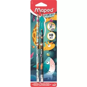   Grafitceruza radírral, HB, háromszögletű, ceruzafogóval, MAPED Jungle Fever, kétféle minta (IMA851819)
