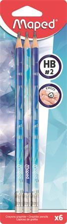Grafitceruza radírral, HB, háromszögletű, MAPED Arctic jégvilág, 6 db (IMA851826)