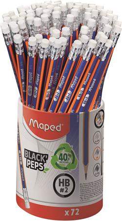 Grafitceruza radírral ceruzatartó, HB, háromszögletű, MAPED Black'Peps Navy (IMA851859)