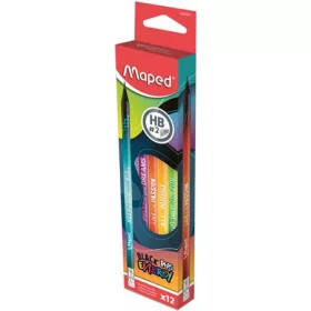   Grafitceruza radírral, HB, háromszögletű, MAPED Black'Peps Energy, 6 különböző minta (IMA852001)