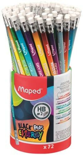 Grafitceruza radírral, ceruzatartó, HB, háromszögletű, MAPED Black'Peps Energy, 6 különböző minta (IMA852002)