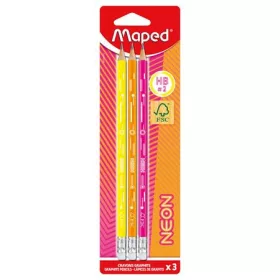   Grafitceruza radírral, HB, háromszögletű, MAPED Black'Peps Neon, vegyes színek (IMA853710)