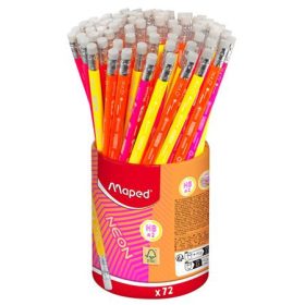   Grafitceruza radírral, ceruzatartó, HB, háromszögletű, MAPED Black'Peps Neon, vegyes színek (IMA853789)