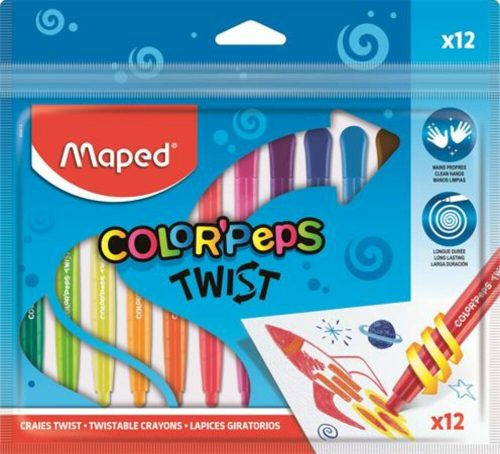 Zsírkréta, kitekerhető, MAPED Color'Peps, 12 különböző szín (IMA860612)