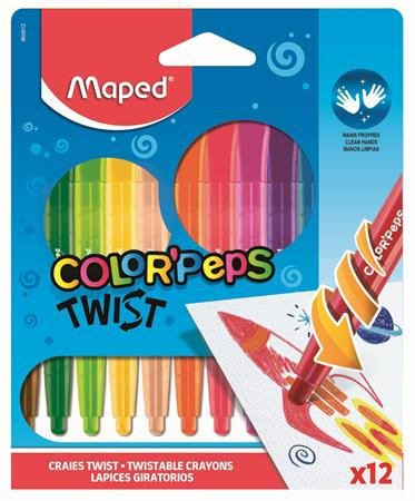 Zsírkréta, kitekerhető, MAPED Color'Peps, 12 különböző szín (IMA860612)