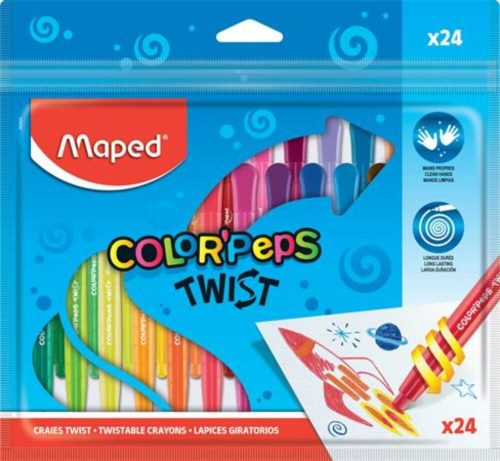 Zsírkréta, kitekerhető, MAPED Color'Peps, 24 különböző szín (IMA860624)