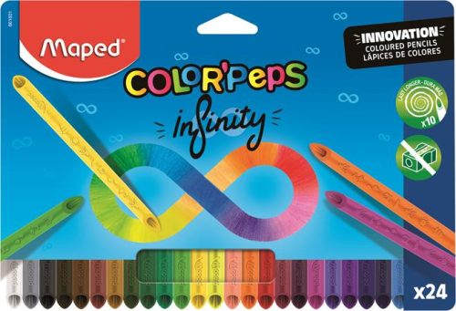 Színes ceruza készlet, háromszögletű, MAPED Color'Peps INFINITY, 24 különböző szín (IMA861601)
