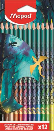 Színes ceruza készlet, háromszögletű, MAPED „Dragon sárkány”, 12 különböző szín (IMA862234)