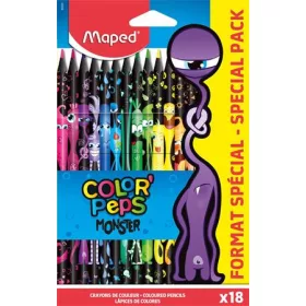   Színes ceruza készlet, háromszögletű, MAPED Color'Peps Monster 18 különböző szín (IMA862600)