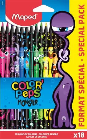 Színes ceruza készlet, háromszögletű, MAPED Color'Peps Monster 18 különböző szín (IMA862600)