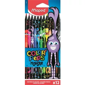   Színes ceruza készlet, háromszögletű, MAPED Color'Peps Monster, 12 különböző szín (IMA862612)