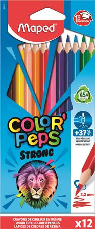 Színes ceruza készlet, háromszögletű, MAPED Color'Peps Strong, 12 különböző szín (IMA862712)