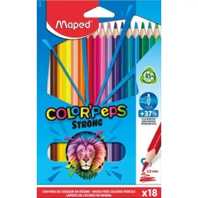   Színes ceruza készlet, háromszögletű, MAPED Color'Peps Strong, 18 különböző szín (IMA862718)
