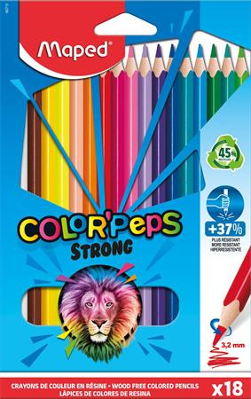 Színes ceruza készlet, háromszögletű, MAPED Color'Peps Strong, 18 különböző szín (IMA862718)