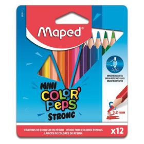   Színes ceruza készlet, háromszögletű, MAPED Mini Color'Peps Strong, 12 különböző szín (IMA862812)