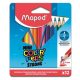 Színes ceruza készlet, háromszögletű, MAPED Mini Color'Peps Strong, 12 különböző szín (IMA862812)