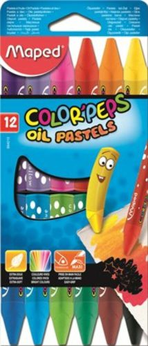 Olajpasztell kréta, MAPED Color'Peps, 12 különböző szín (IMA864010)