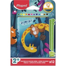   Színes ceruza készlet, fém perselyben, MAPED „Jungle Fever Infinity Kidy”, 12 különböző szín (IMA864601)