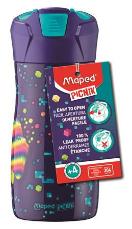 Kulacs, 430 ml, rozsdamentes acél, MAPED PICNIK Pixel Party Concept Kids (IMA871298)