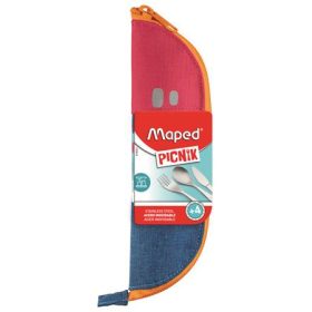   Evőeszközkészlet, fém, szövet tok, MAPED PICNIK Concept Kids, pink (IMA878001)