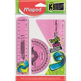   Vonalzókészlet, műanyag, törhetetlen, 3 darabos, MAPED Twist'n Flex (IMA895024)