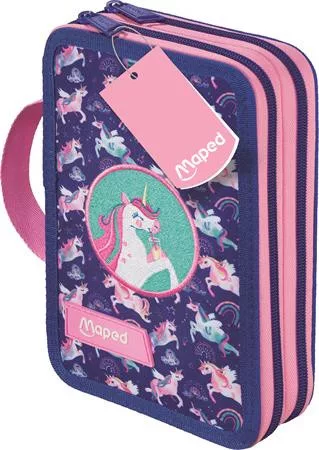 Tolltartó, töltött, 2 emeletes, cipzáras, MAPED, unikornis (IMA967402)