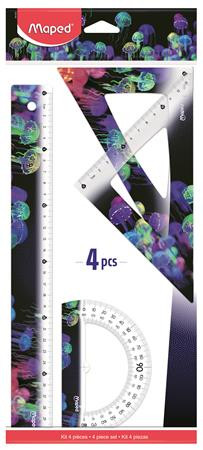 Vonalzókészlet, műanyag, 4 darabos, MAPED Deepsea Paradise (IMA981833)
