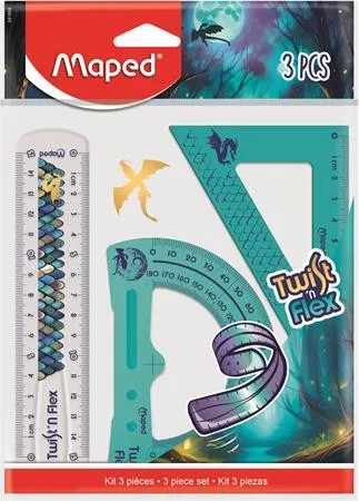 Vonalzókészlet, műanyag, törhetetlen, 3 darabos, MAPED „Dragon sárkány” (IMA981898)